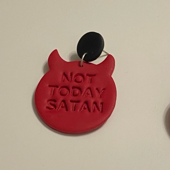 Not Today Satan Earrings - Picture 2 of 3